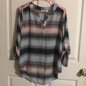 Cato gray and pink pullover top.